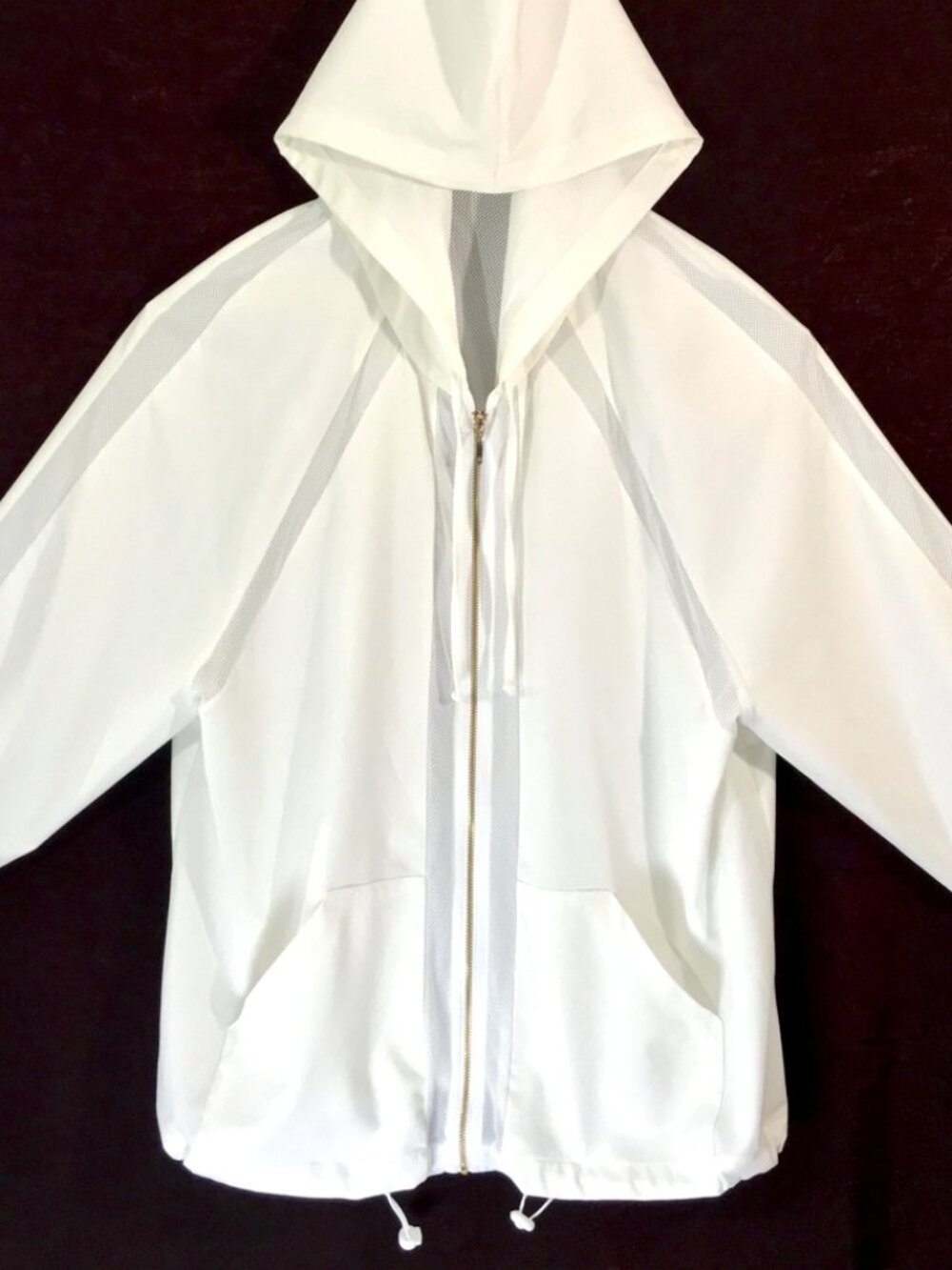 White Lightweight Windbreaker Jacket • Dolman Boxy Oversized • Size M - Picture 3 of 15